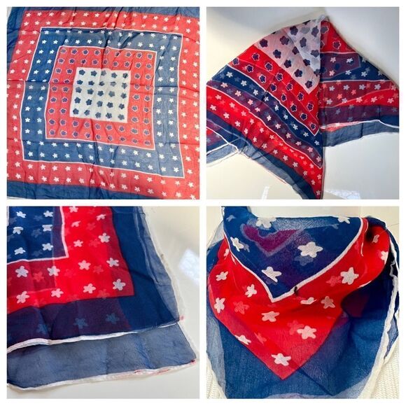 Groovy Vintage Flower Power 1960s / 1970s Americana Semi Sheer Accent Scarf - Picture 4 of 4